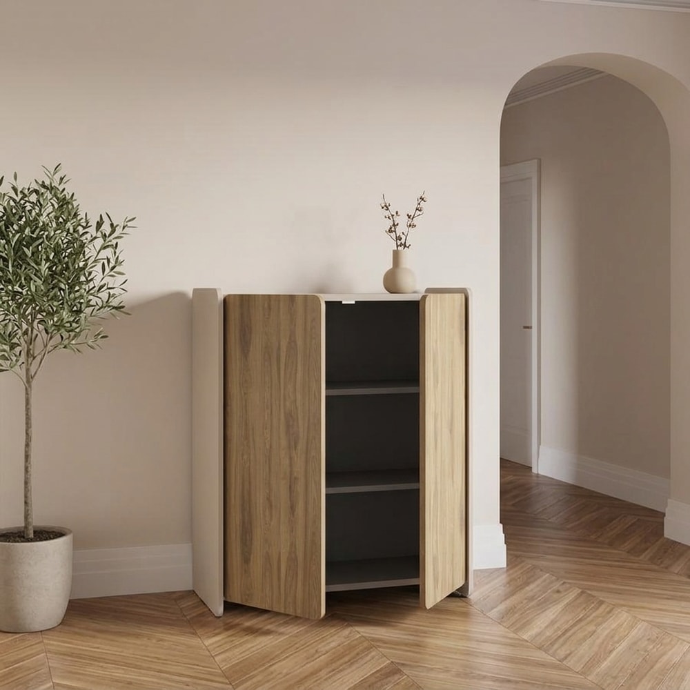 Armario multiusos 2 puertas roble y crema