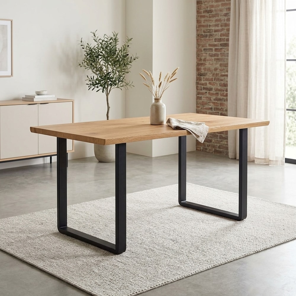 Mesa de comedor industrial madera y metal