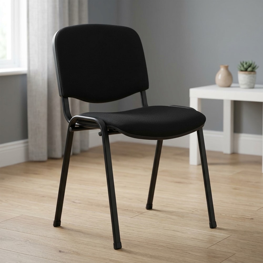 Silla multiusos apilable en similpiel negra