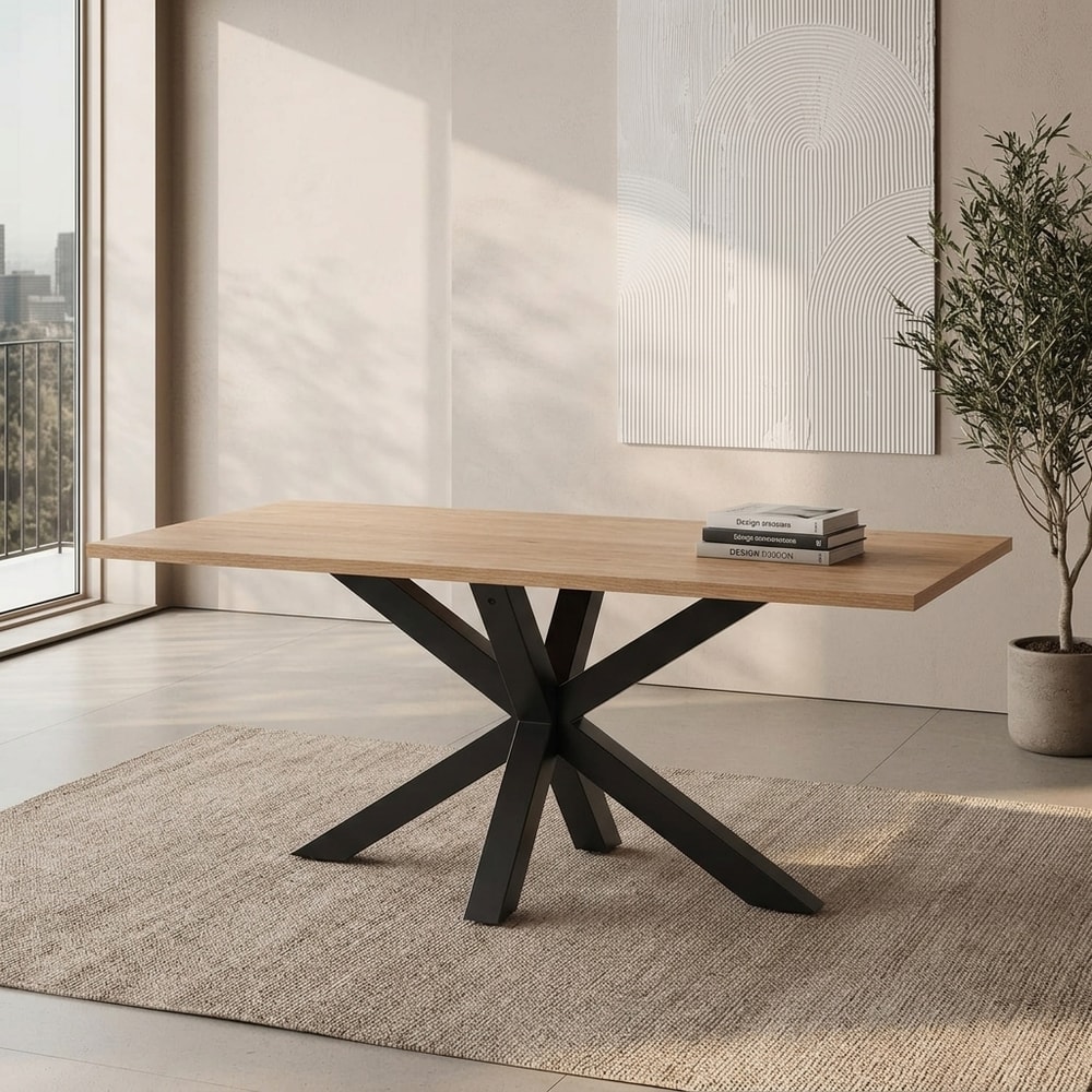 Mesa de comedor rectangular acabado natural