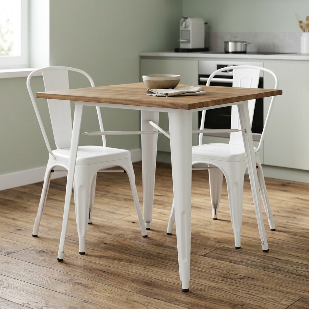 Mesa de comedor cuadrada estilo industrial