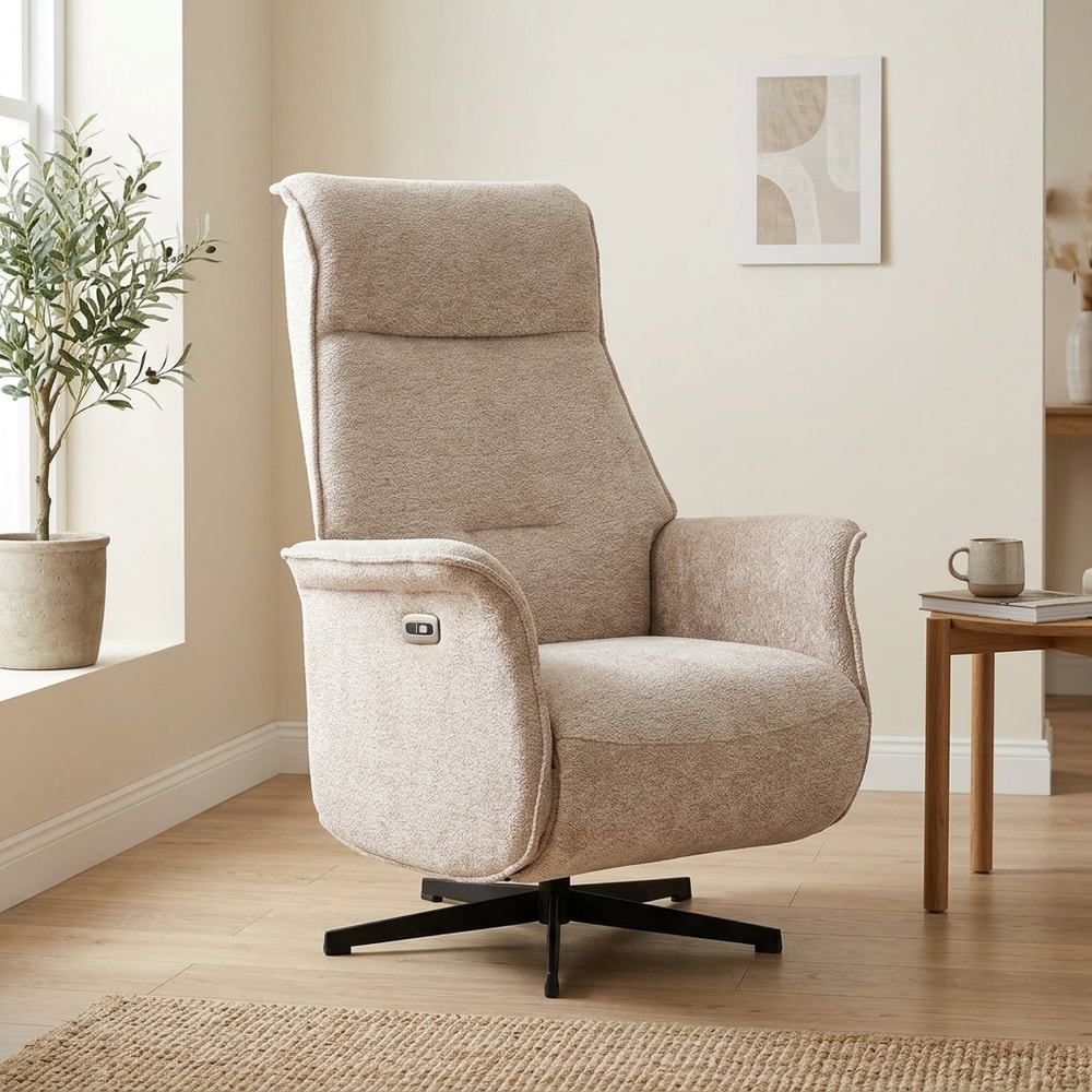 Sillón relax eléctrico reclinable tela beige