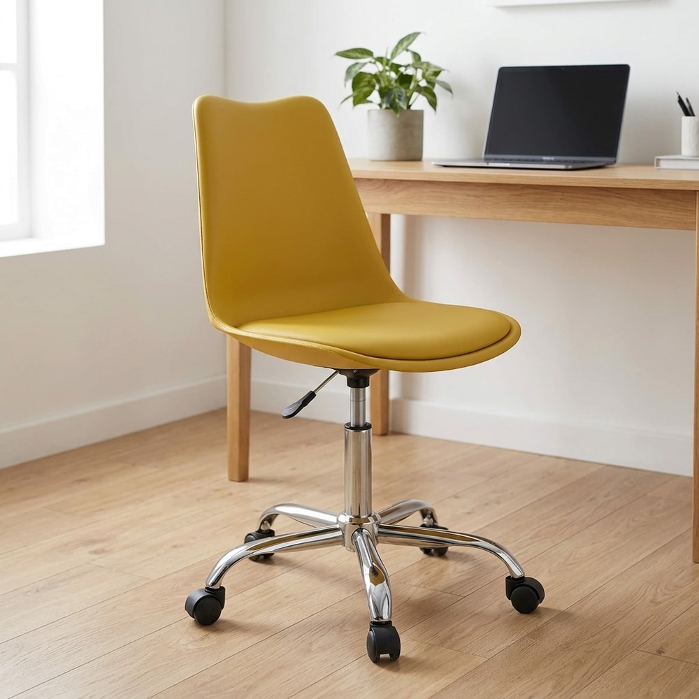 Silla de escritorio giratoria mostaza