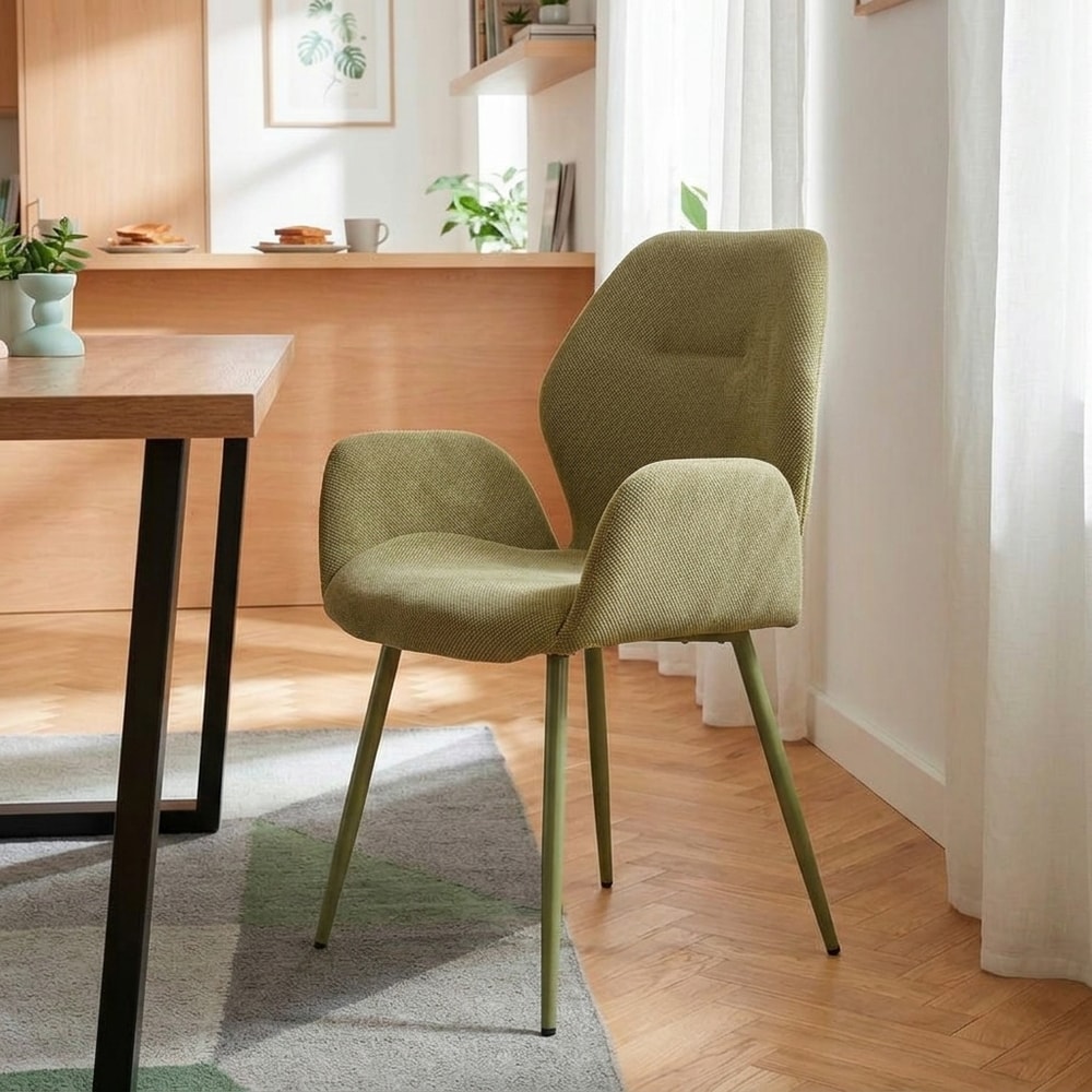 Silla de Comedor Tapizada con Reposabrazos Verde
