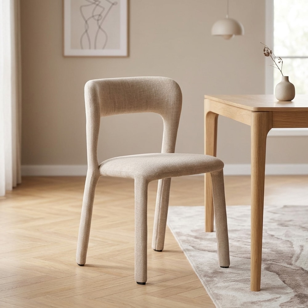 Silla de comedor tapizada diseño moderno beige