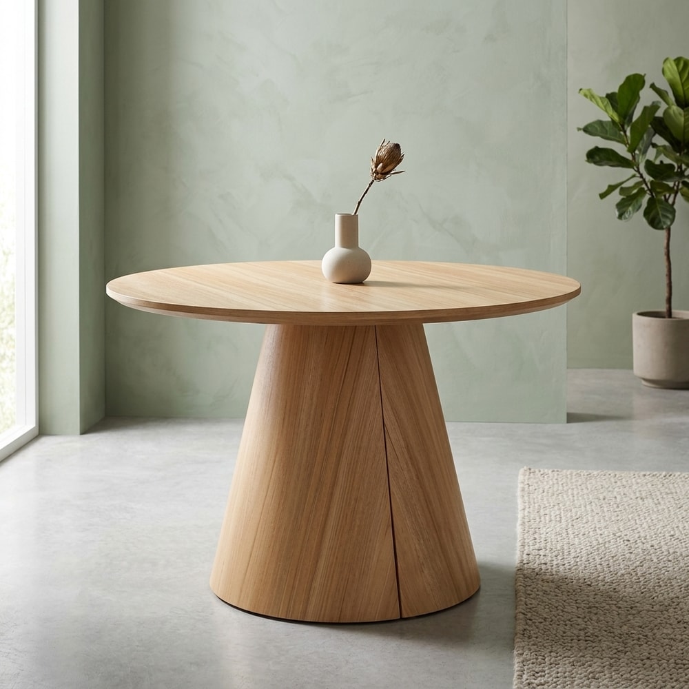 Mesa de comedor redonda extensible de madera