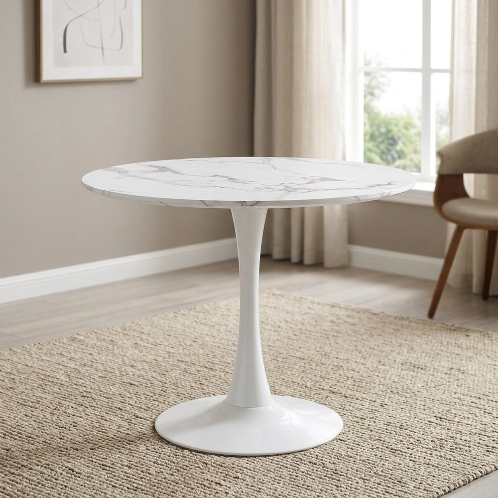 Mesa de comedor redonda efecto mármol