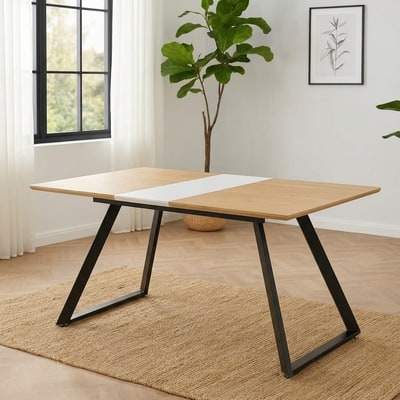 Mesa de comedor extensible negra y natural