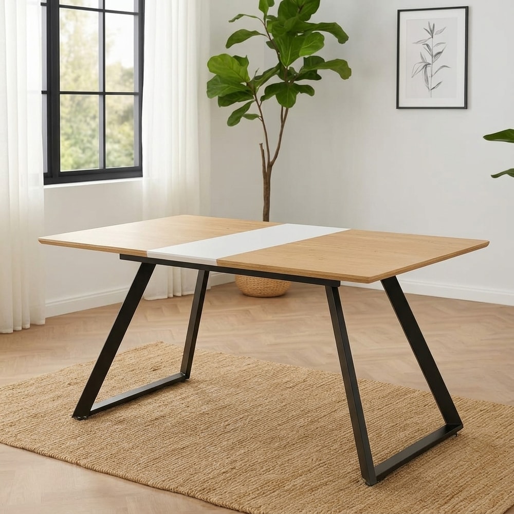 Mesa de comedor extensible negra y natural