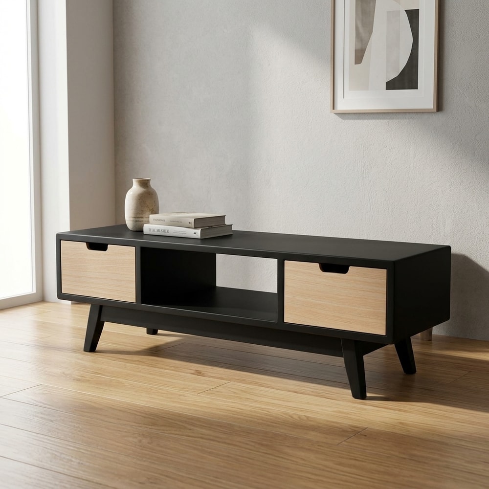 Mueble de TV bicolor con 2 cajones
