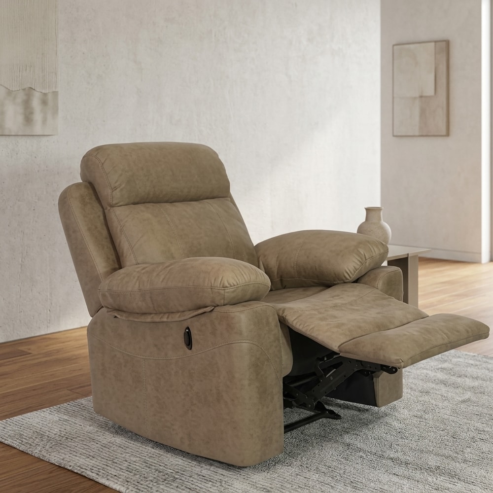 Sillón Relax 1 Plaza Tapizado Microfibra Piedra