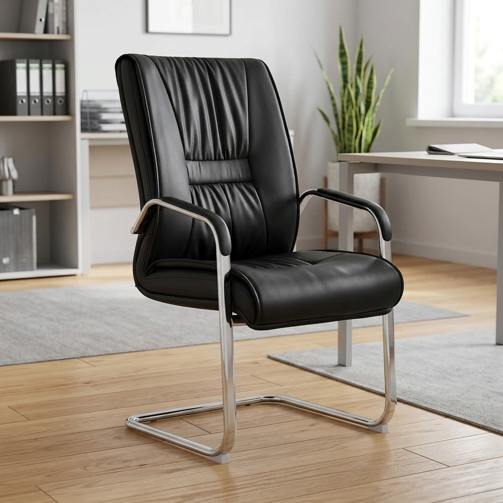Sillón de oficina fijo con patín en similpiel