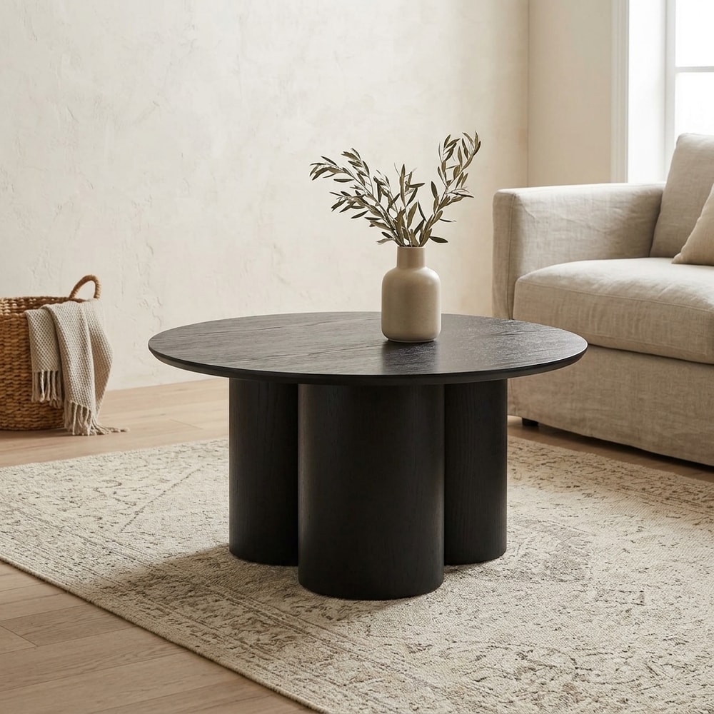 Mesa de centro redonda negra de diseño moderno