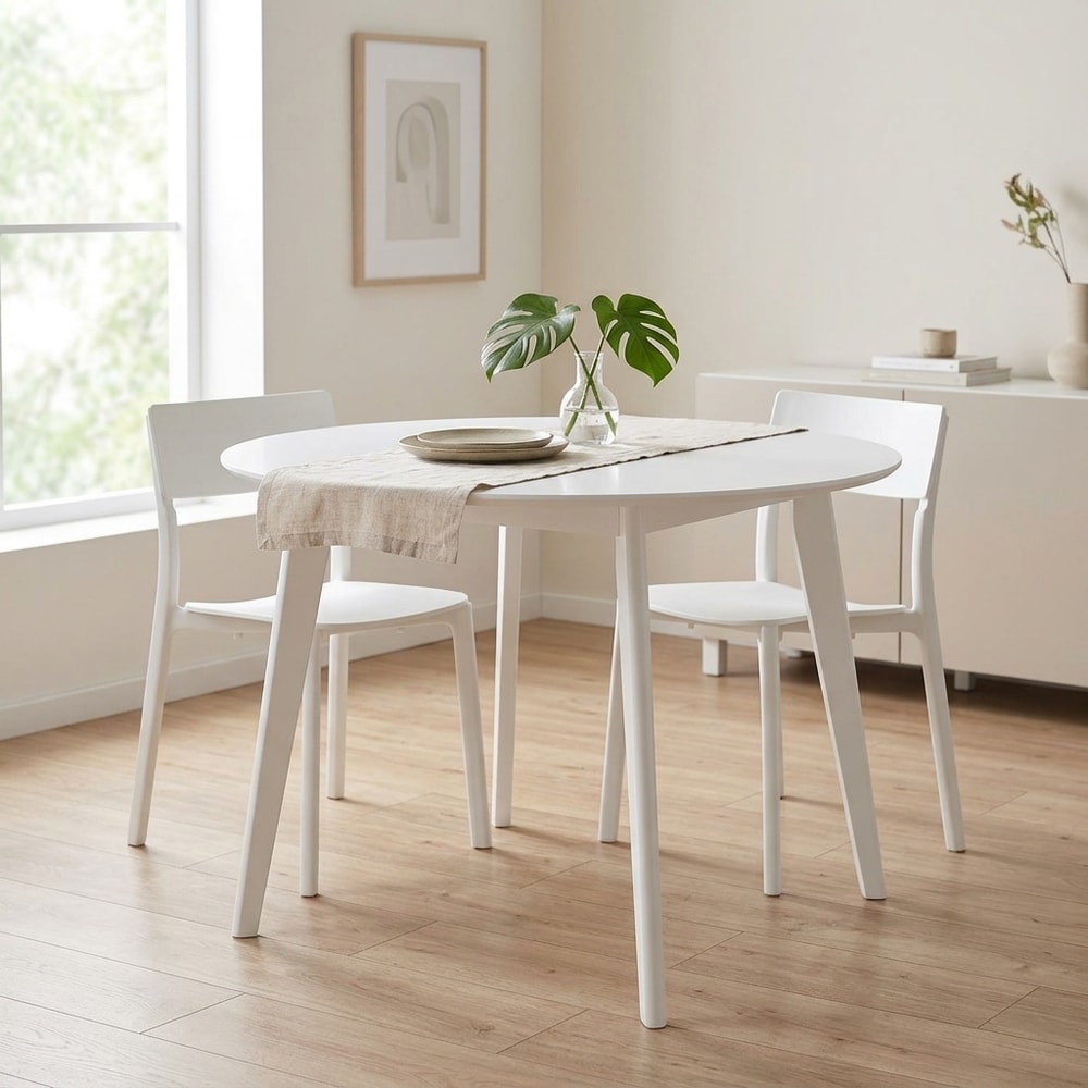 Mesa de comedor redonda blanca