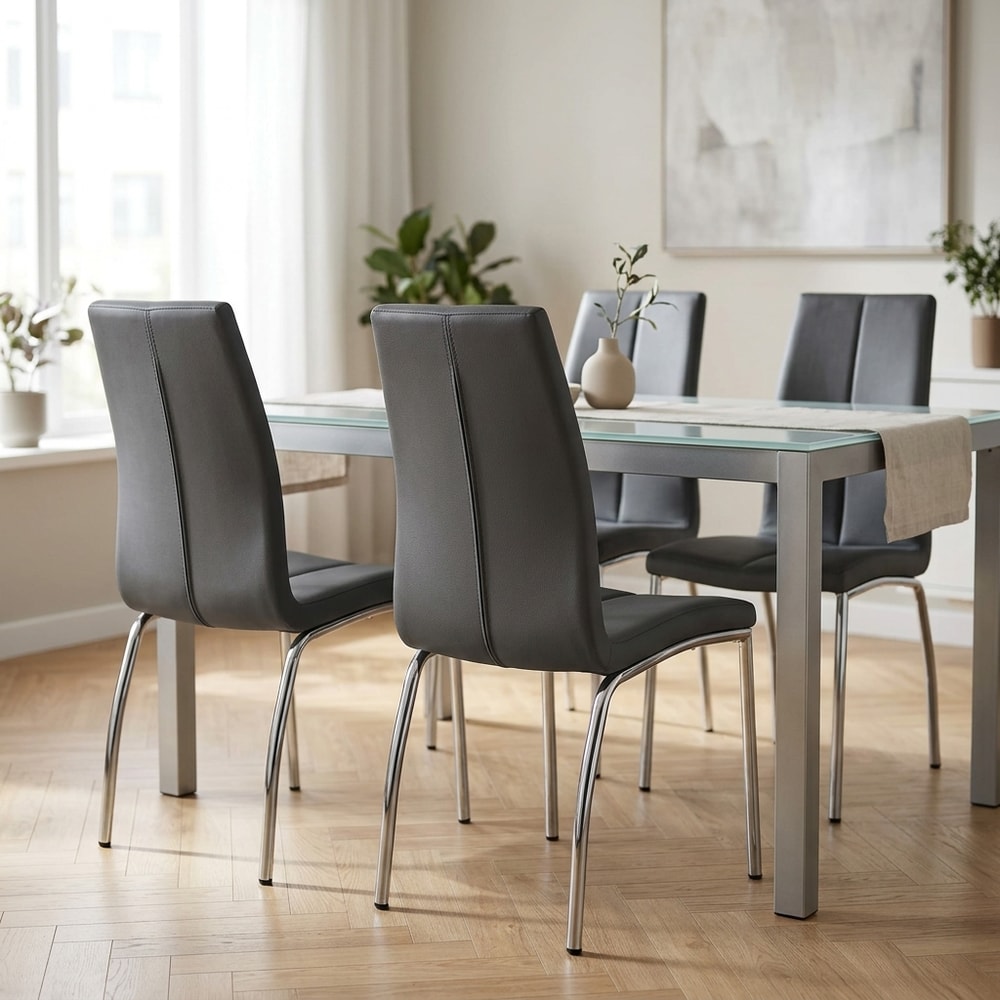 Pack 4 sillas de comedor tapizadas grises