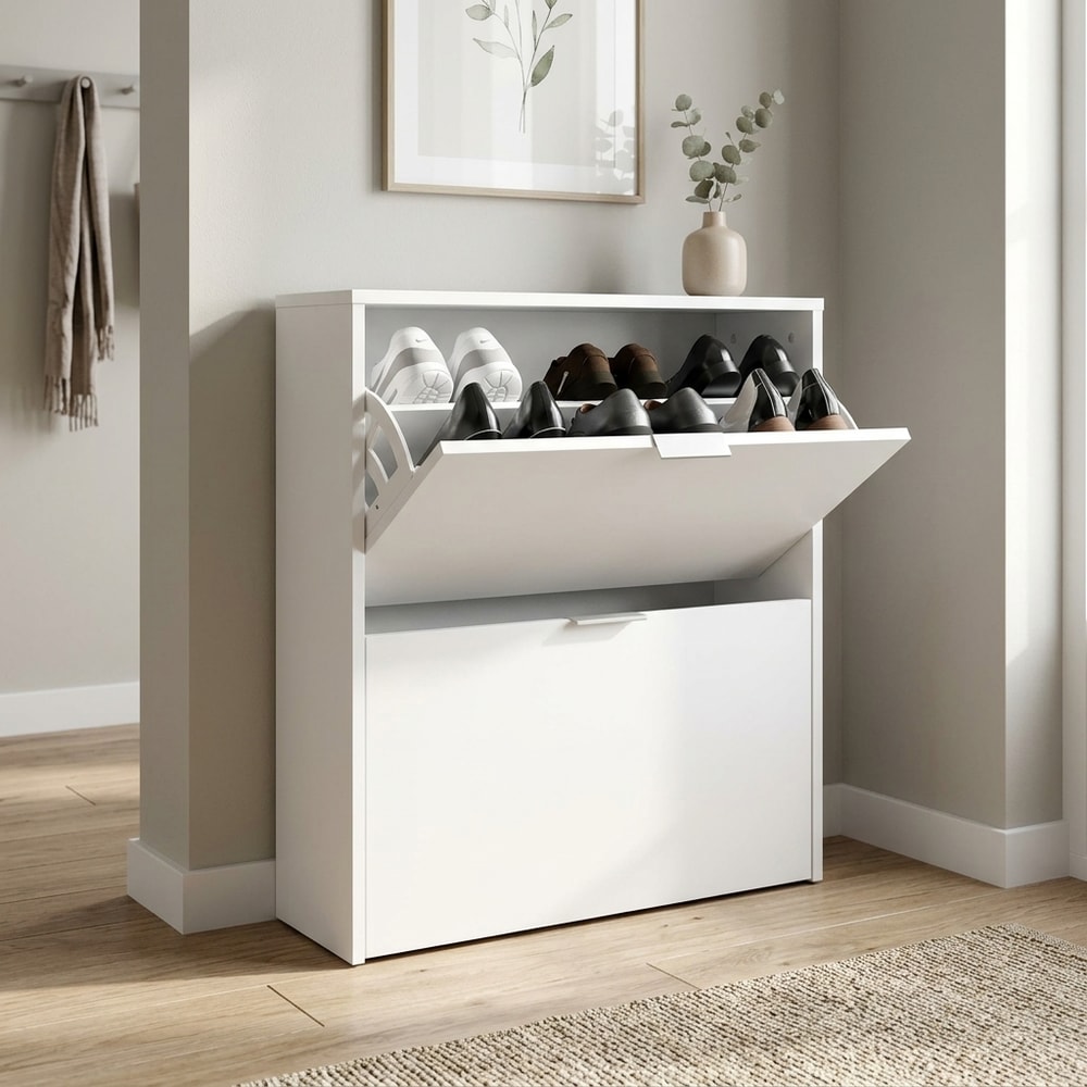 Zapatero Blanco 2 Puertas Abatibles 16 Pares