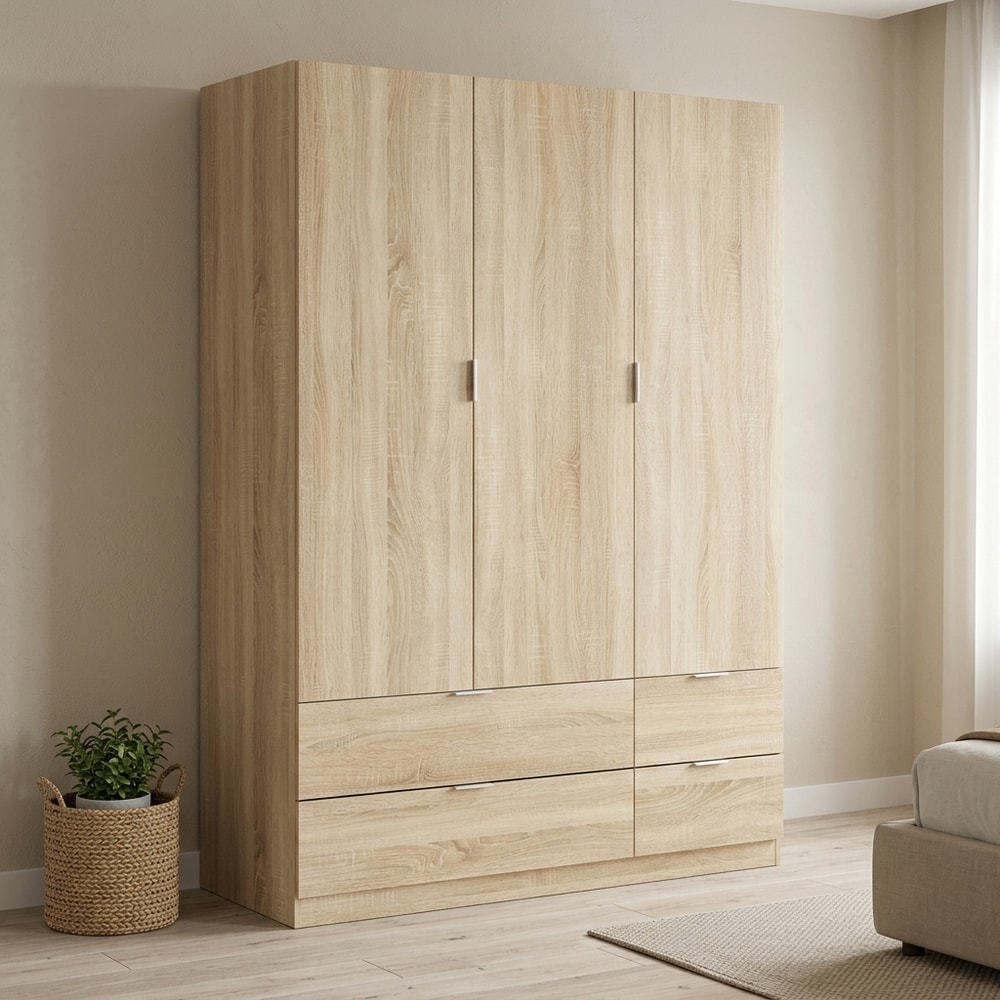 Armario roble 3 puertas y 4 cajones