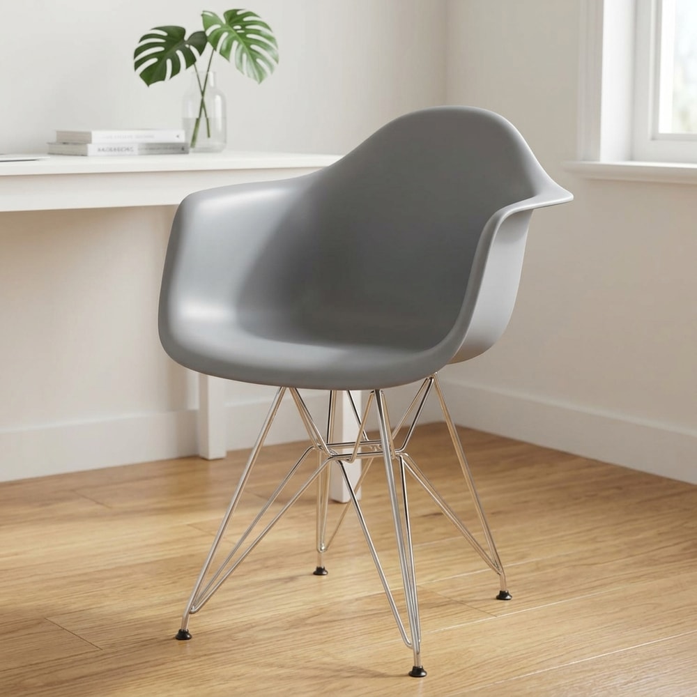 Sillón de Comedor Gris con Patas Cromadas