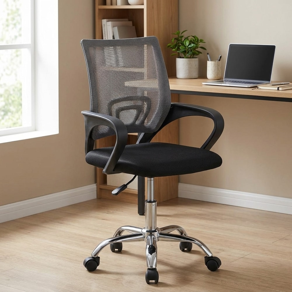 Silla de oficina negra con refuerzo lumbar