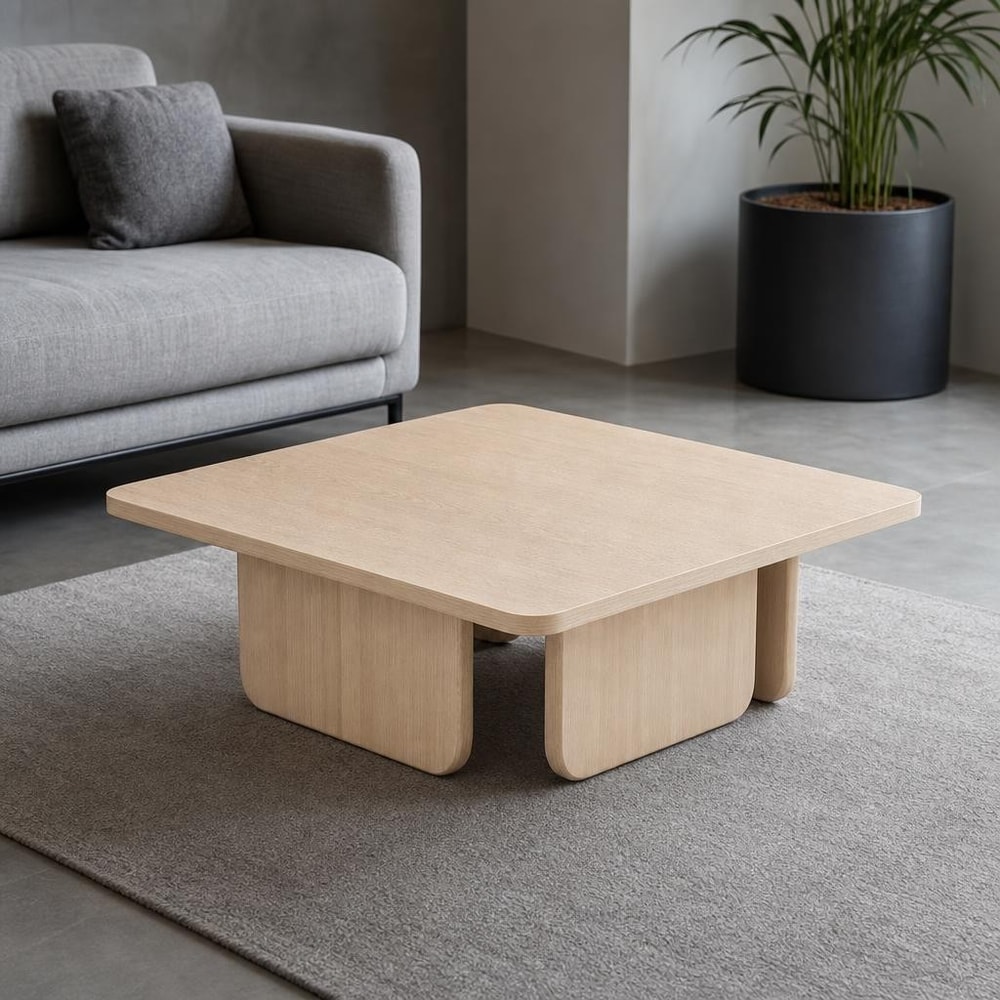Mesa de centro cuadrada natural clara