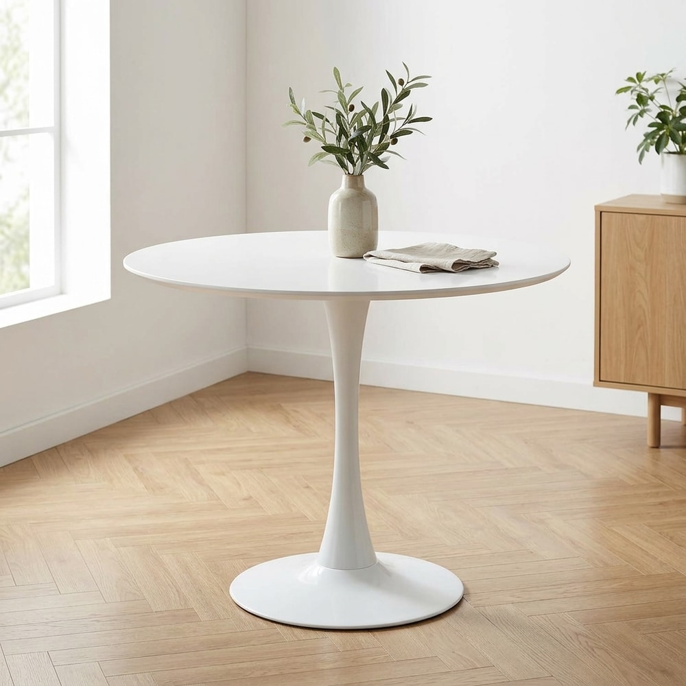 Mesa de comedor redonda estilo tulip blanca