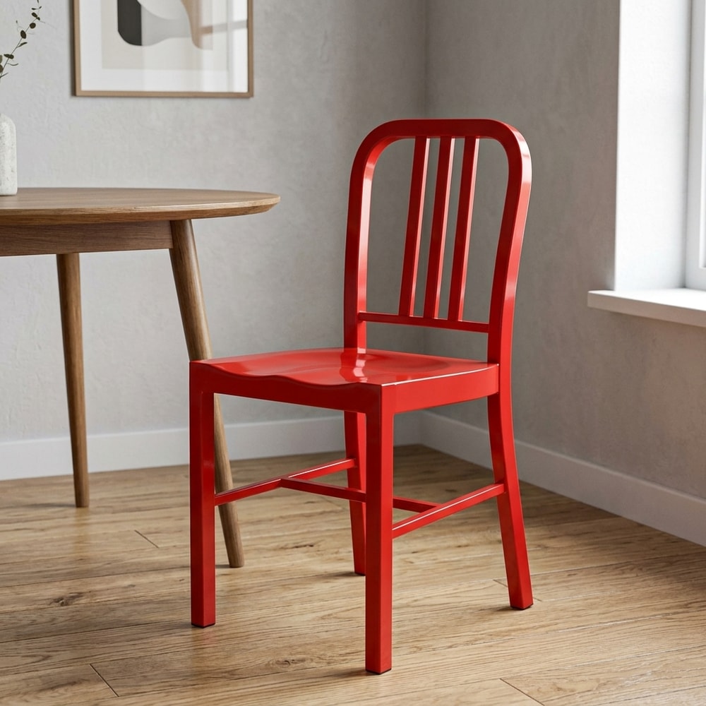 Silla de acero roja para interior y exterior