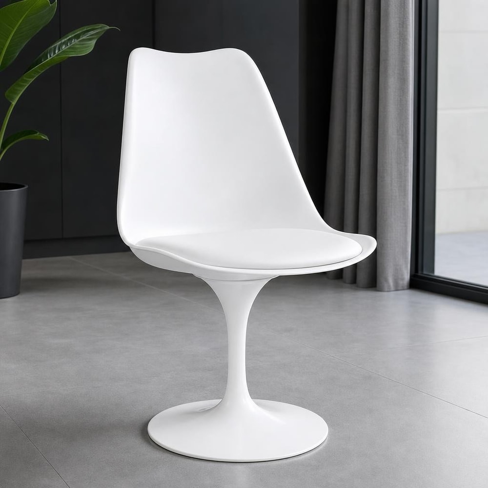 Silla giratoria blanca con cojín