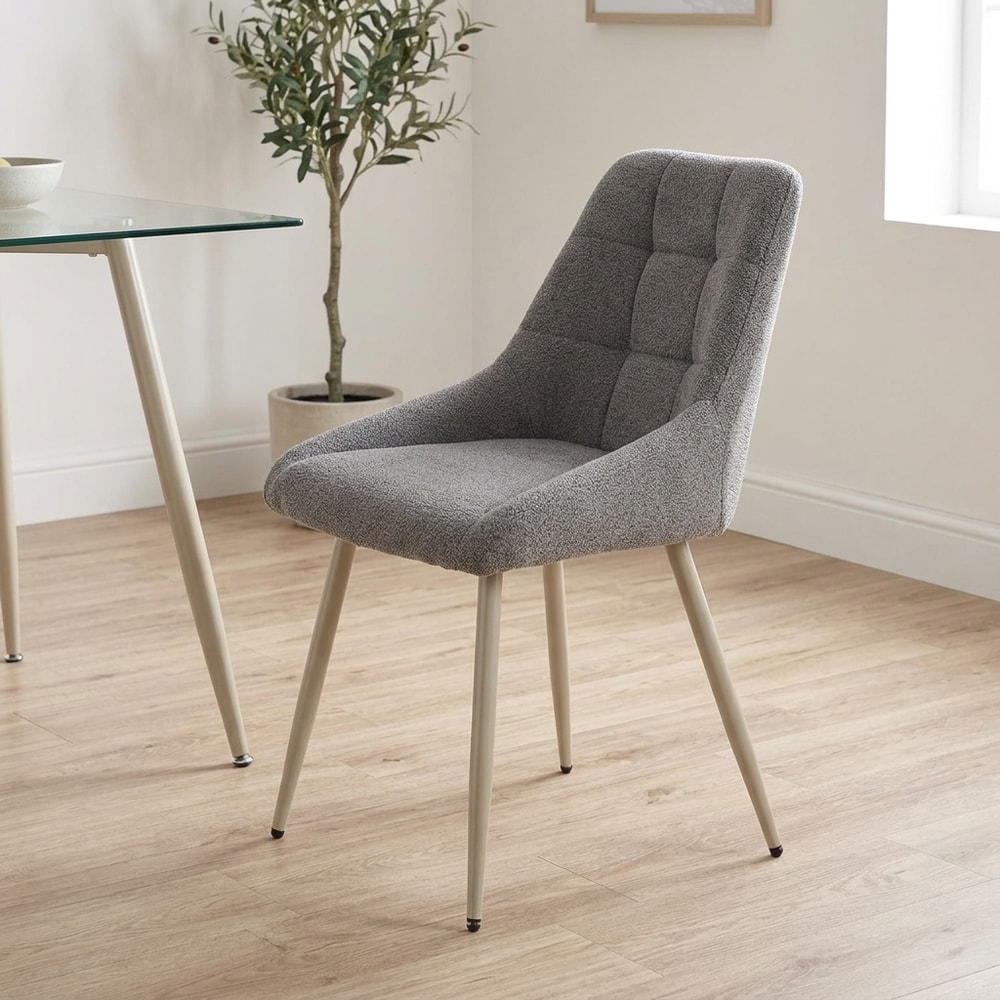 Silla comedor tapizada gris patas beige