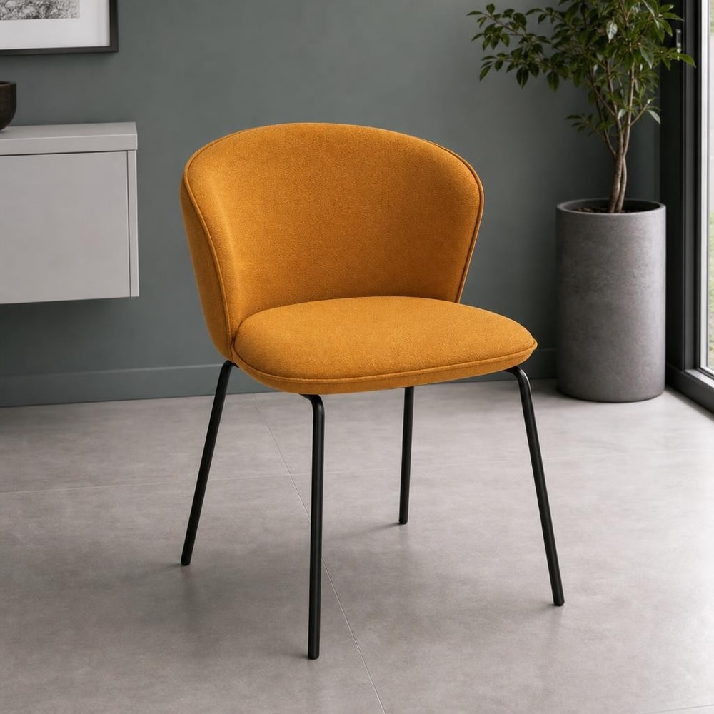 Silla de comedor tapizada mostaza