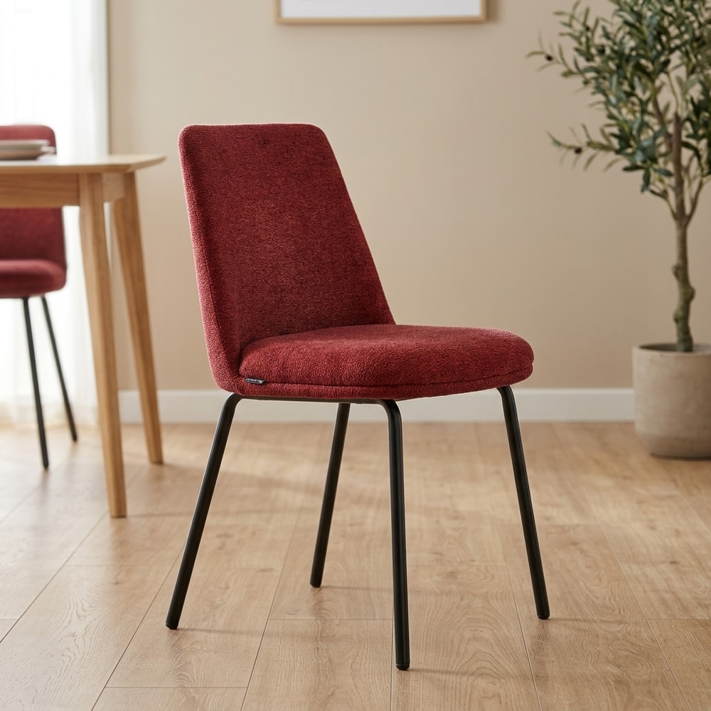 Silla de comedor tapizada granate