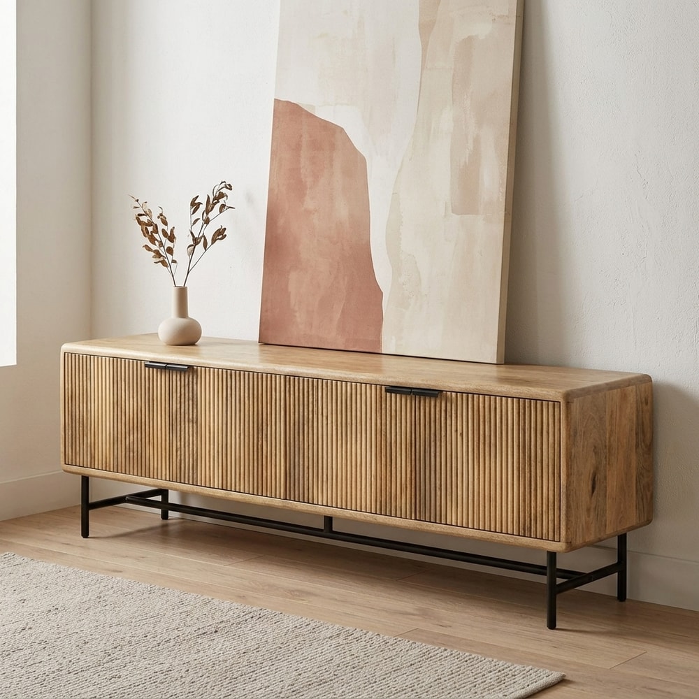 Mueble TV madera de mango 4 puertas