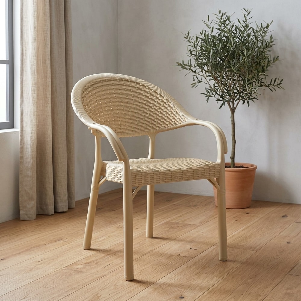 Sillón de jardín apilable efecto ratán capuccino