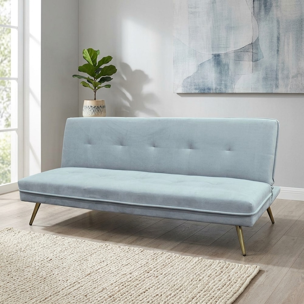 Sofá Cama de Terciopelo Azul Claro