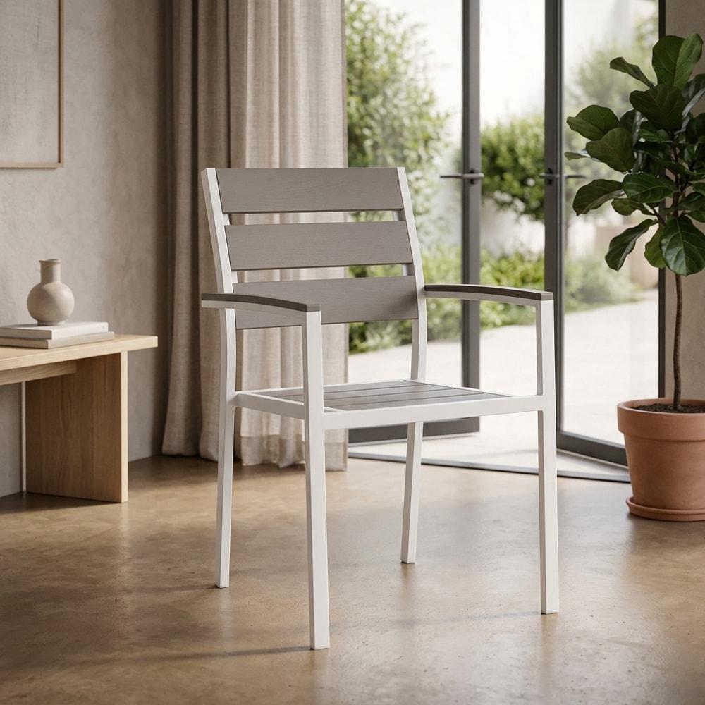 Sillón de jardín apilable en metal y polywood