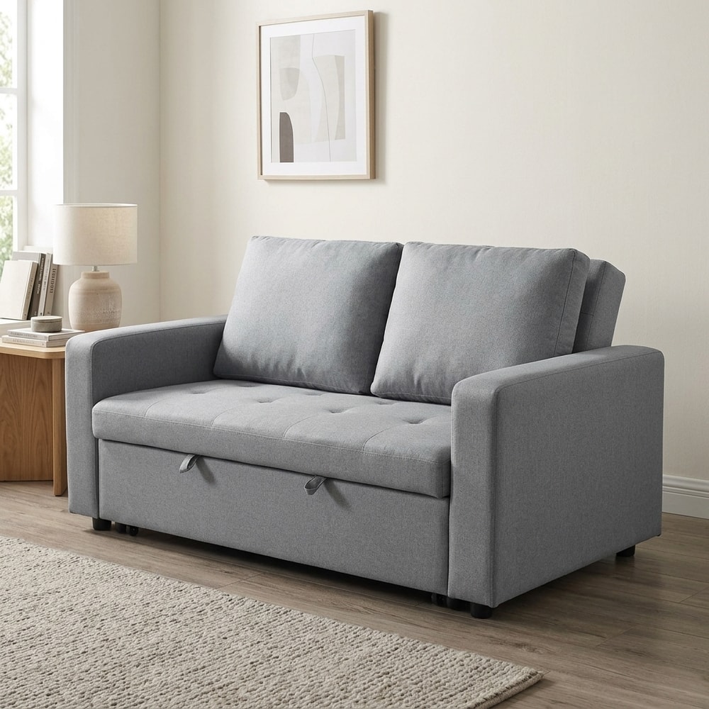 Sofá Cama 2 Plazas Gris con Sistema Extraíble