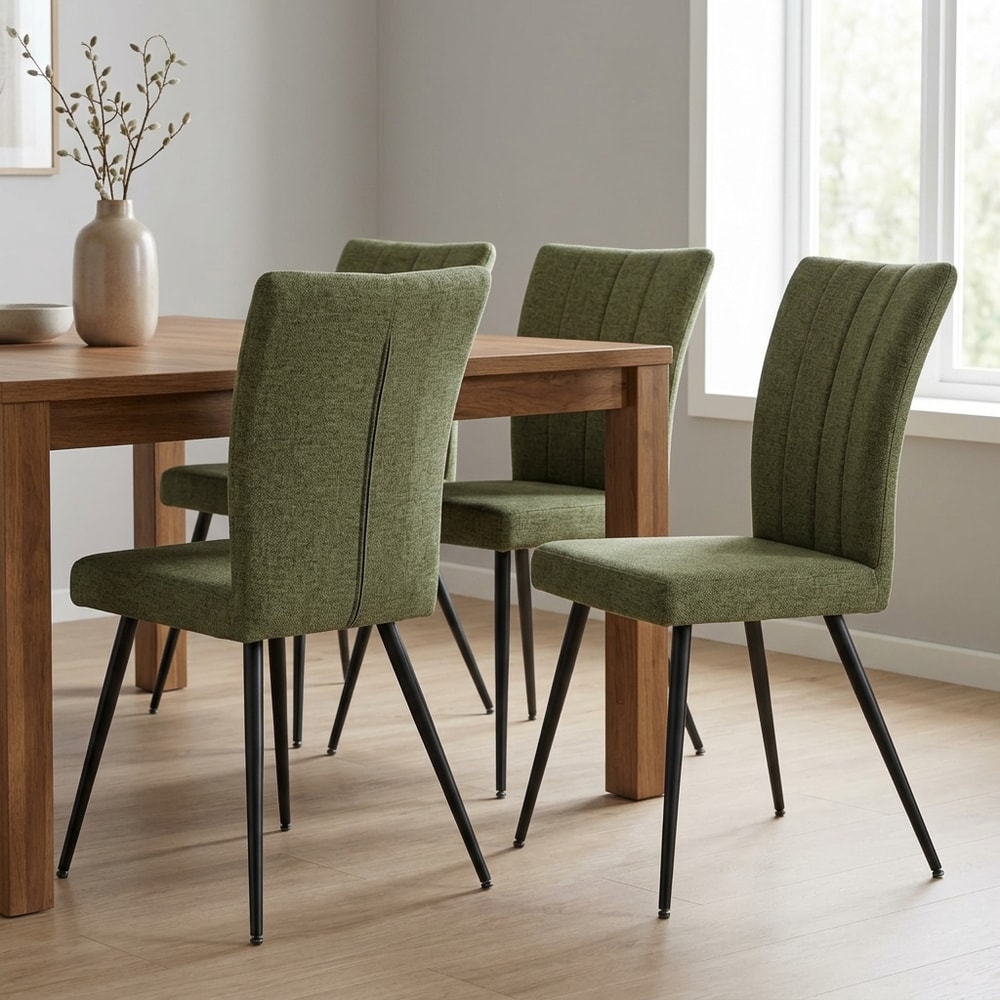 Pack 4 sillas de comedor tapizadas en verde
