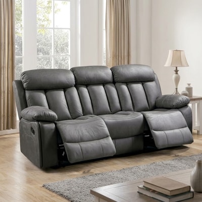 Sofá 3 Plazas Relax Tapizado Gris Oscuro