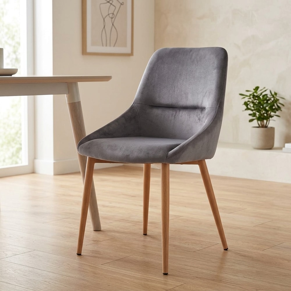 Silla de comedor tapizada terciopelo gris