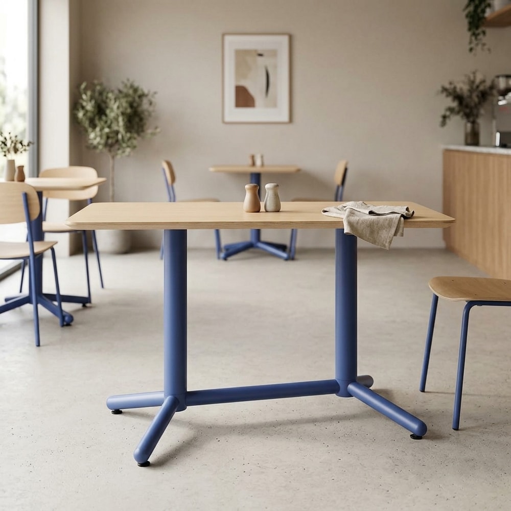Mesa de Comedor Multiusos Azul y Madera