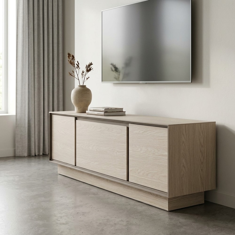 Mueble de TV Moderno con Tres Puertas Beige