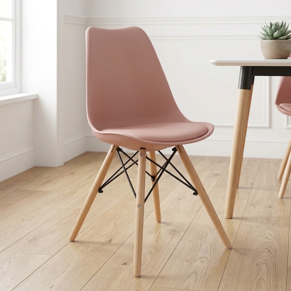 Silla de comedor nórdica rosa nude
