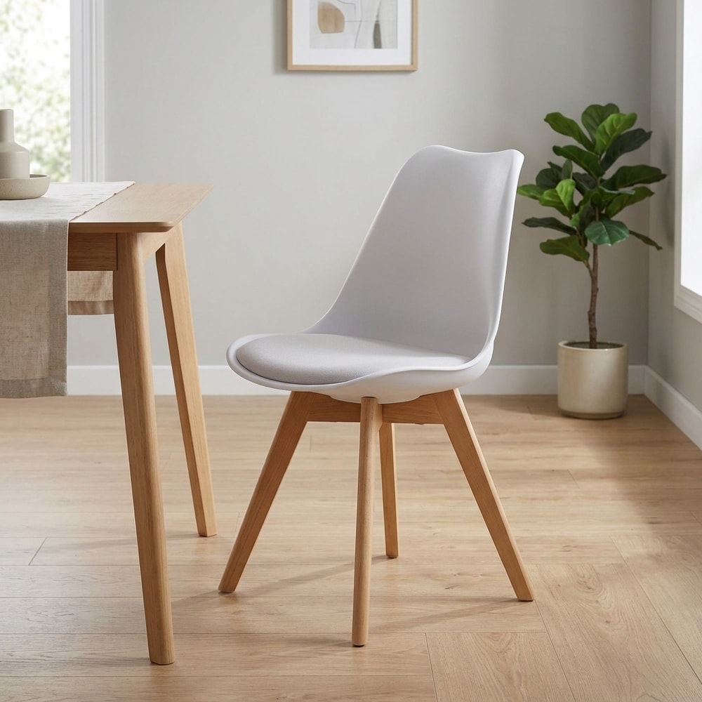 Silla de comedor nórdica blanca y madera