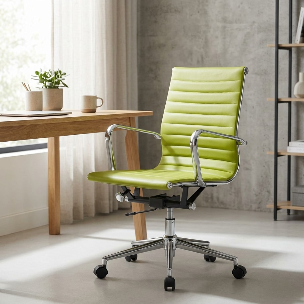 Sillón de oficina giratorio en similpiel verde