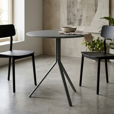 Mesa de comedor redonda metal grafito
