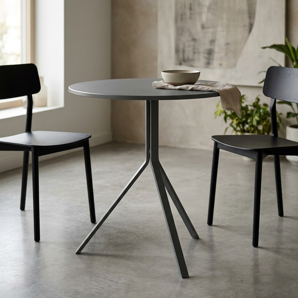 Mesa de comedor redonda metal grafito