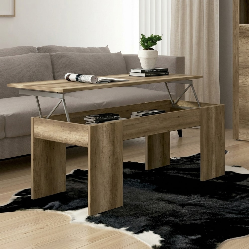 Mesa de centro elevable moderna en color marrón