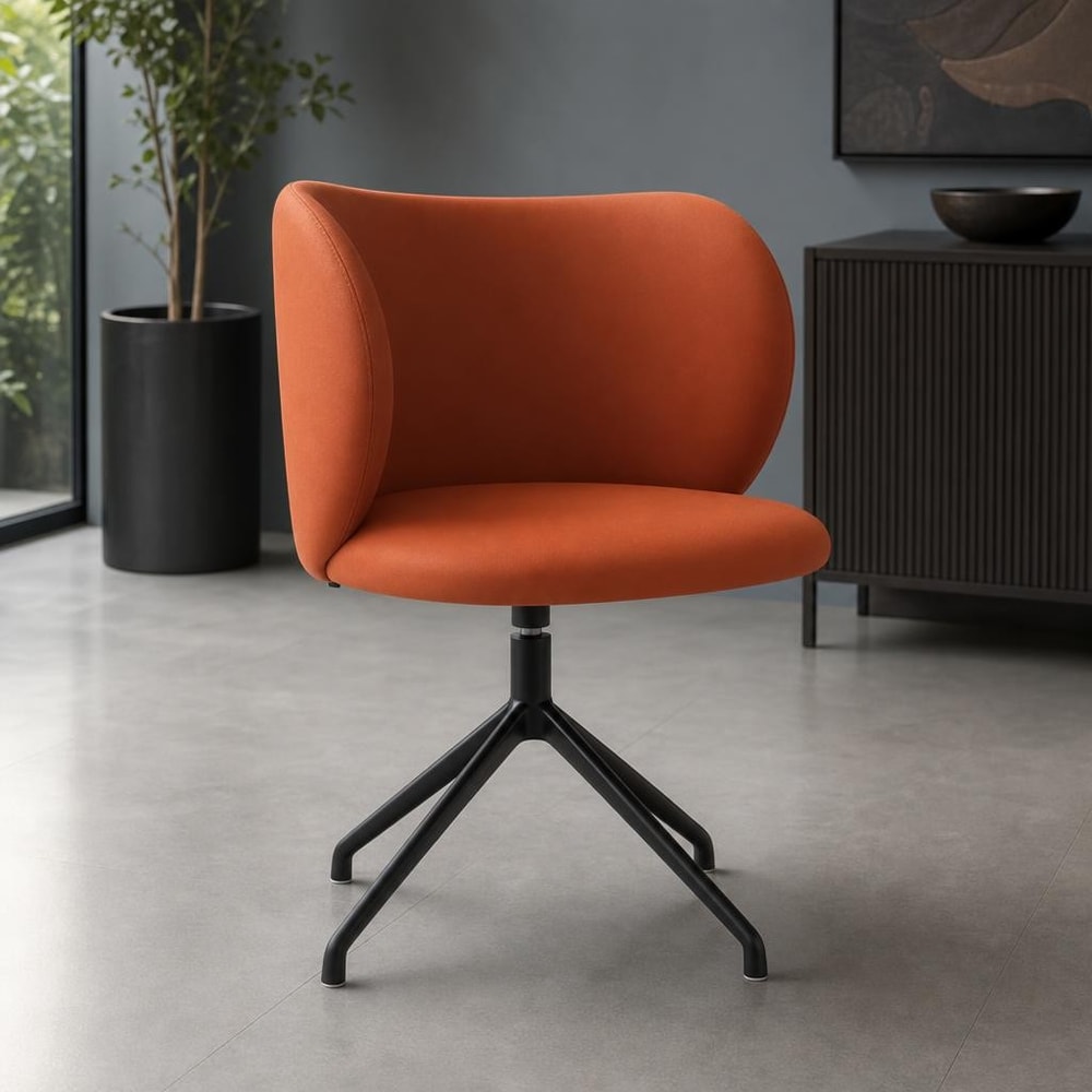 Silla de comedor terracota con base negra
