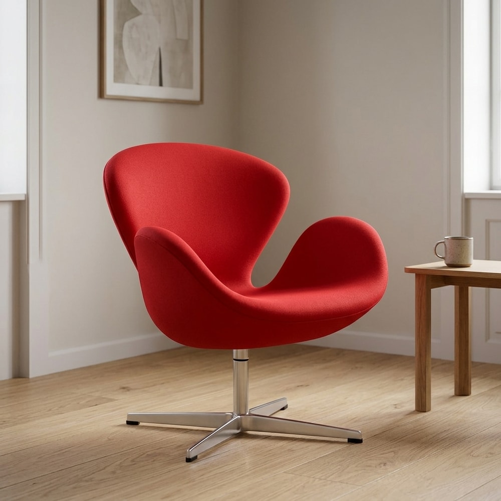 Sillón giratorio de diseño en cachemira roja