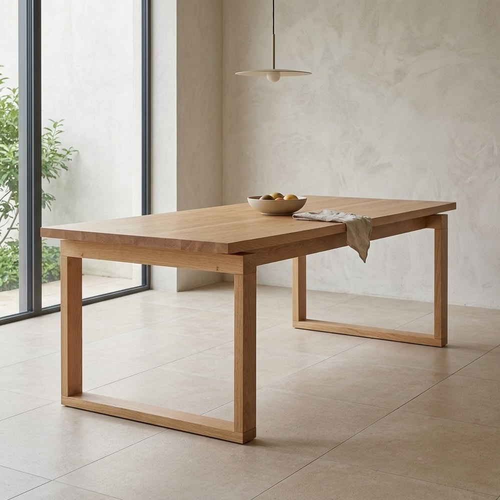 Mesa de comedor rectangular de roble natural