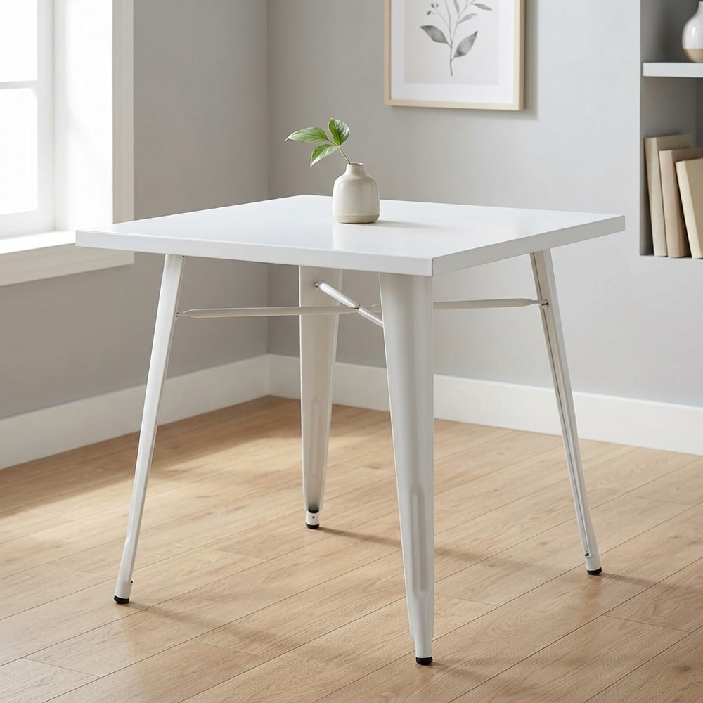 Mesa de Comedor y Exterior de Acero Blanco